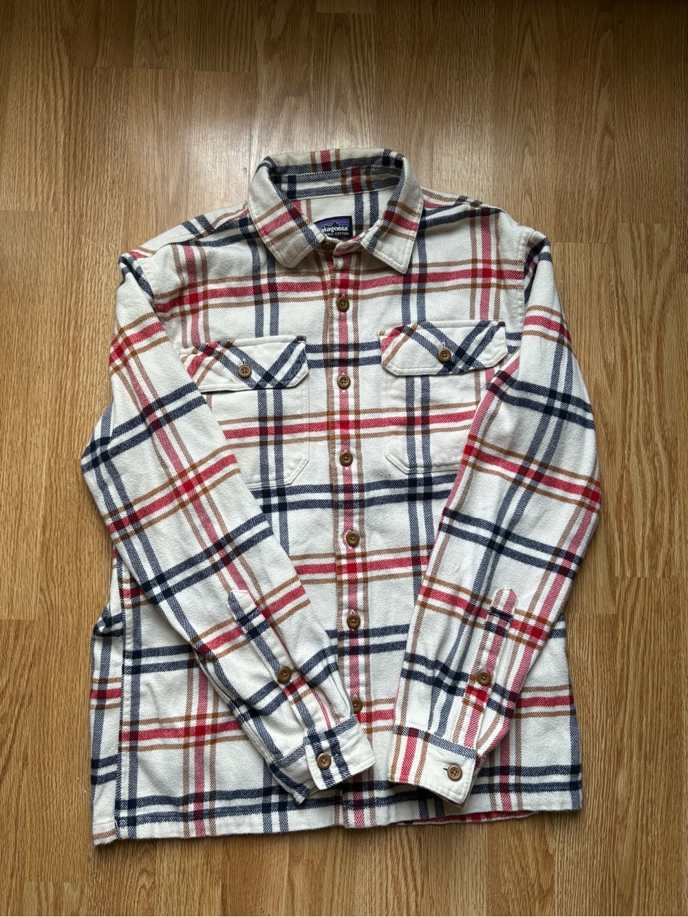 Patagonia fleece plaid organic cotton flannel polo shirt size XS men’s
